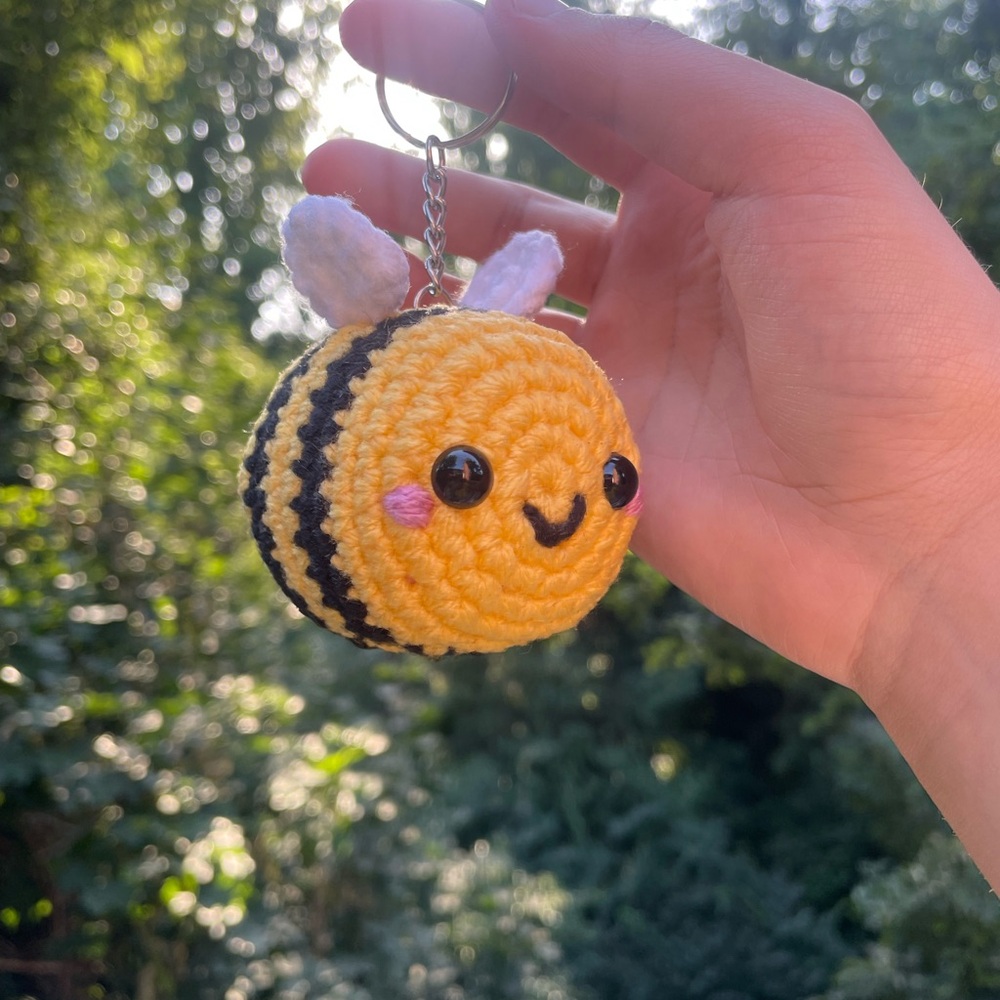 Handmade Crochet Bee Keychain